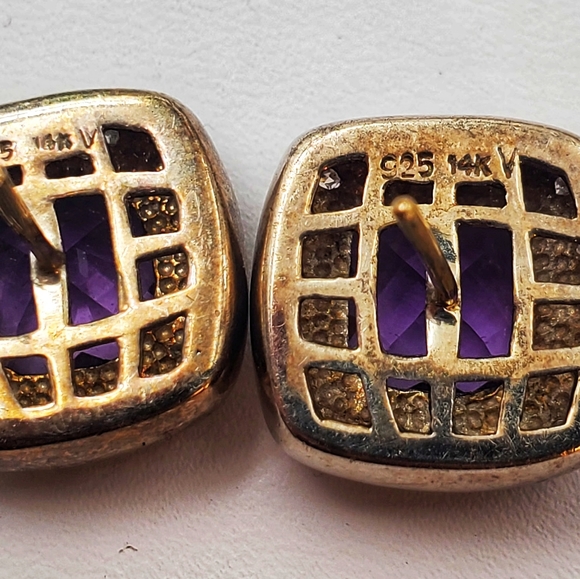 14k & 925 Wells Vintage Amethyst earrings - Picture 3 of 9